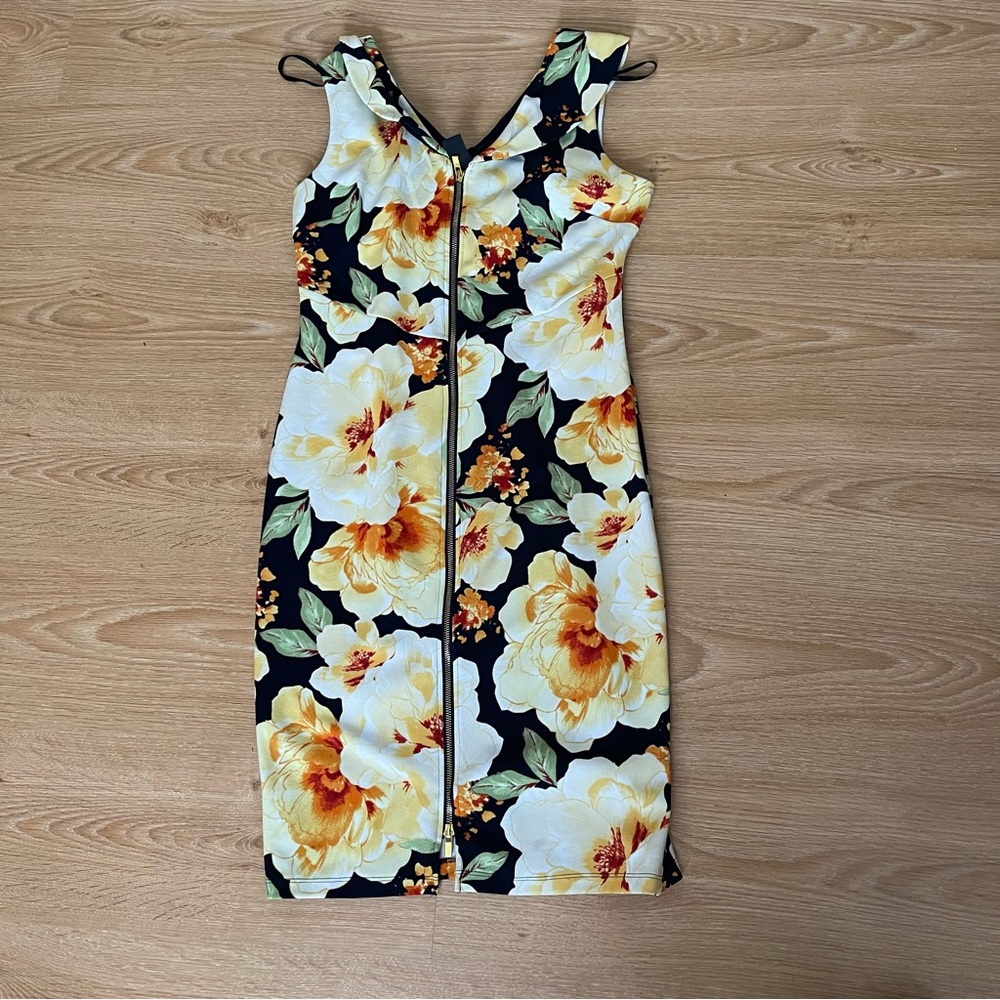 Enfocus Studio Women’s Floral black and Yellow Dress
